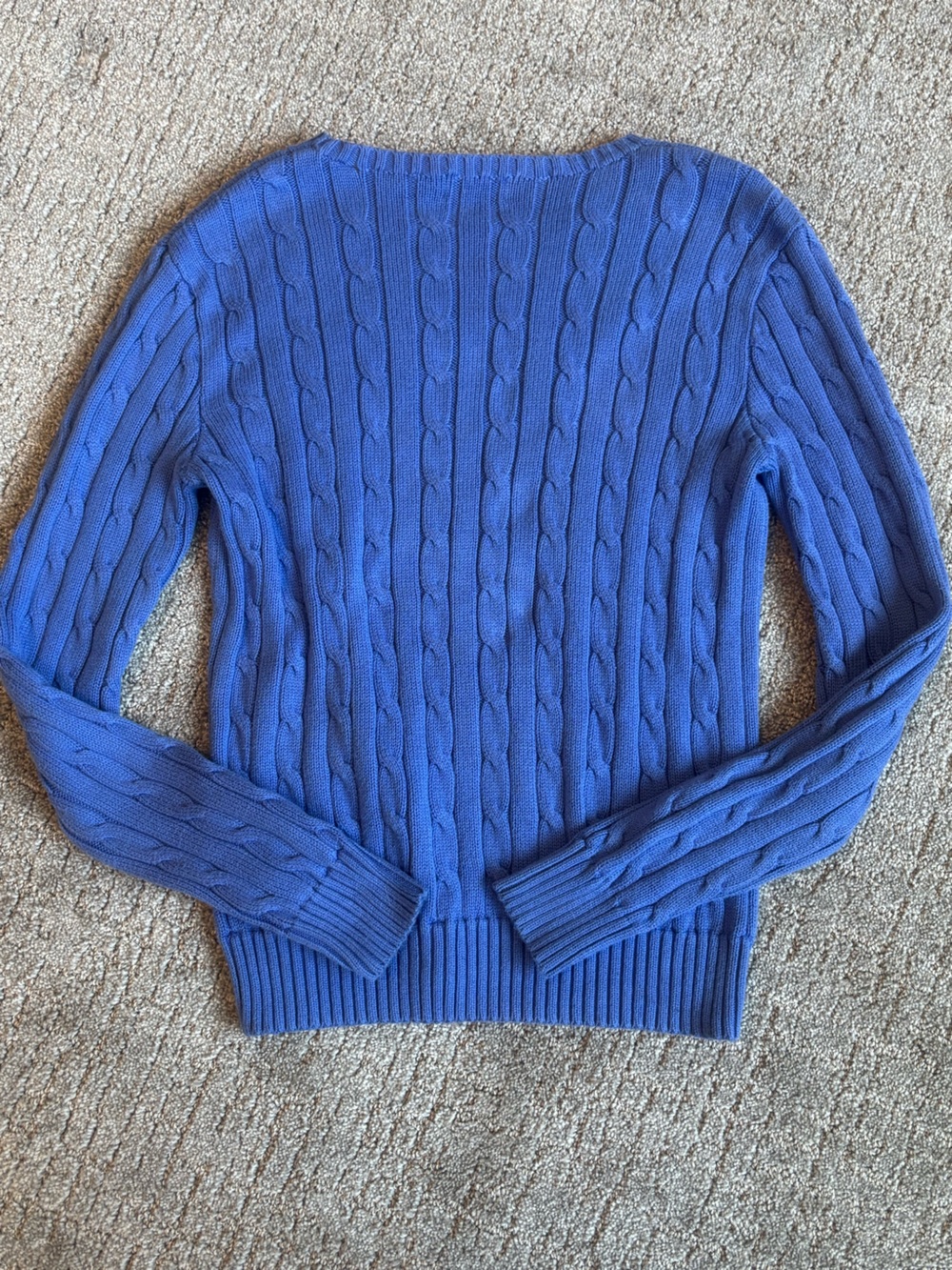 Ralph Lauren | Women's Cornflower Blue Polo Cable Knit Crewneck Sweater | Size M - Picture 6 of 9